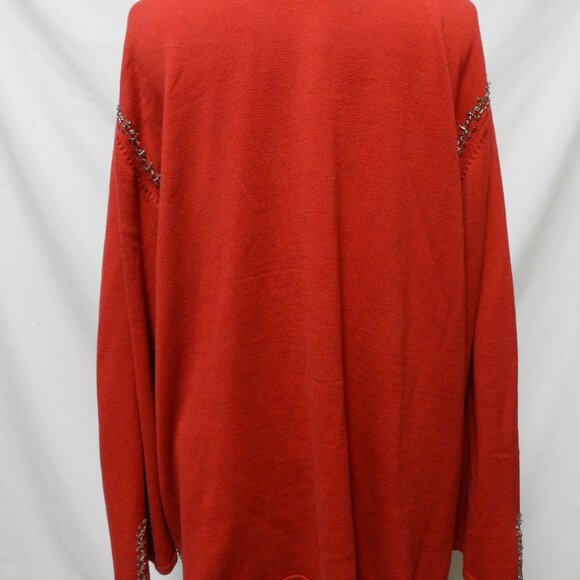 Quacker Factory Sequin Beaded knit red Christmas Sweater Top Size Sz XXXL 3X - Picture 8 of 11